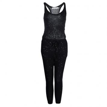Pre Owned Stella McCartney Black Sequin Embellished Knit Racer Back Jumpsuit S