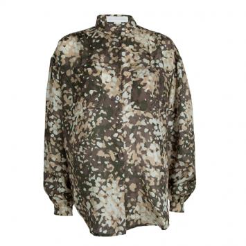 Pre Owned Stella McCartney Camouflage Print Button Down Silk Shirt M