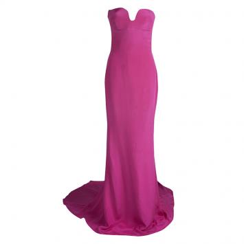 Pre Owned Stella McCartney Pink Silk Strapless Reese Gown L