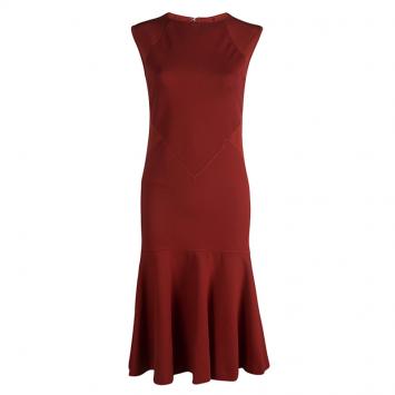Pre Owned Stella Mccartney Red Knit Paneled Sleeveless Dress M