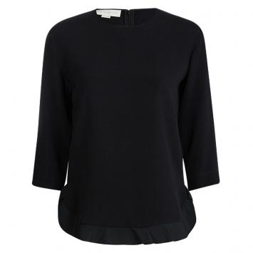 Pre Owned Stella McCartney Black Ruffle Bottom Long Sleeve Top S