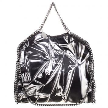 Pre Owned Stella McCartney Black/White Satin Small Falabella Tote
