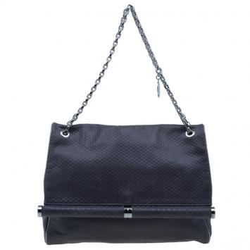 Pre Owned Stella McCartney Gray Leather Graphite Vegan Chain Shoulder Bag
