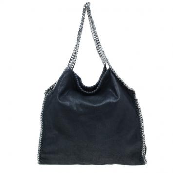 Pre Owned Stella McCartney Black Faux Suede Falabella Shoulder Bag