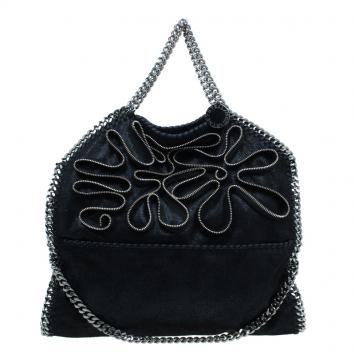 Pre Owned Stella McCartney Black Faux Leather Small Falabella Zipper Tote