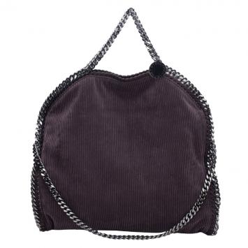 Pre Owned Stella McCartney Dark Purple Corduroy Falabella Fold Over Tote