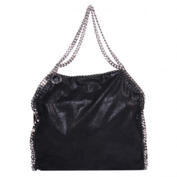 Pre Owned Stella McCartney Black Shaggy Deer Faux Leather Falabella Tote