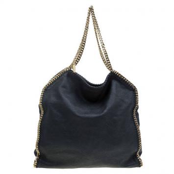Pre Owned Stella McCartney Black Faux Leather Large Falabella Tote