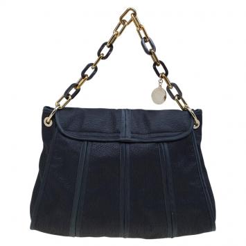 Pre Owned Stella McCartney Black Fabric Flap Shoulder Bag