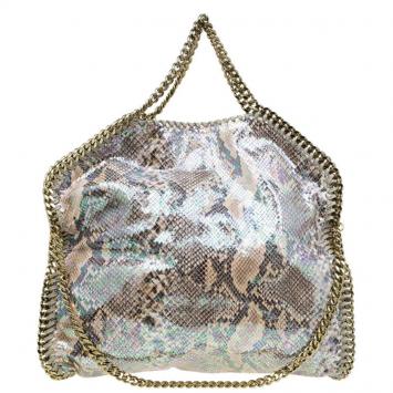 Pre Owned Stella McCartney Metallic Python Faux Leather Small Falabella Tote