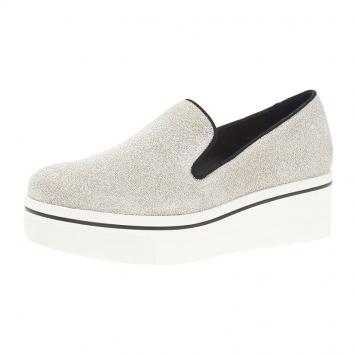 Pre Owned Stella McCartney Silver Glitter Binx Platform Slip On Skate Shoes Size 39