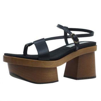 Pre Owned Stella McCartney Black Leather Altea Platform Sandals Size 36