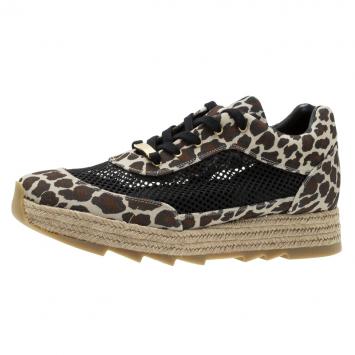 Pre Owned Stella McCartney Leopard Print Canvas and Mesh Espadrille Sneakers Size 39 