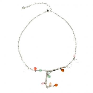 Pre Owned Swarovski Briolette Crystal Silver Tone Necklace 