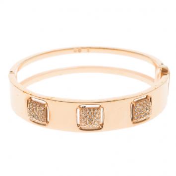 Pre Owned Swarovski Crystal Studded Pyramid Rose Gold Tone Bracelet S
