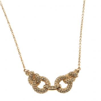 Pre Owned Swarovski Interlocking Rings Yellow Crystal Necklace