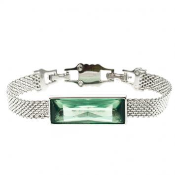 Pre Owned Swarovski Green Crystal Silver Tone Bracelet 17cm