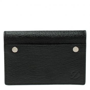 Pre Owned S.T. Dupont Black Leather Diamond Card Holder