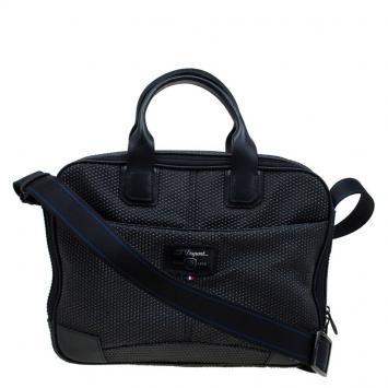 Pre Owned S.T. Dupont Black Textured Fabric Laptop Bag w/ Battery Pouch