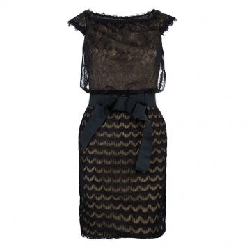 مملوكة مسبقًا Tadashi Shoji Black Lace Sleeveless Dress S