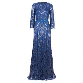 Pre Owned Tadashi Shoji Periwinkle Blue Embellished Gown M
