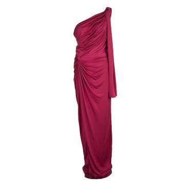Pre Owned Tadashi Shoji Red One Shoulder Draped Gown XL