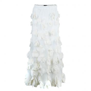 Pre Owned Tadashi Shoji White Organza Detail Skirt L