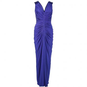 Pre Owned Tadashi Shoji Purple Gathered Gown S
