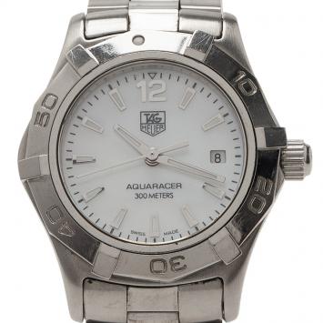 Pre Owned Tag Heuer Silver Stainless Steel Aquaracer Women's Wristwatch 27MM