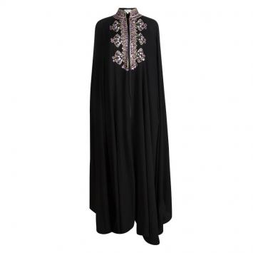 Pre Owned Temperley London Black Silk Embellished Cape Style Abaya (One Size)