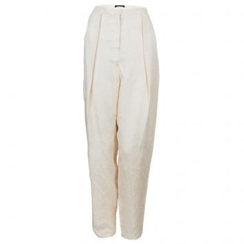 Pre Owned The Row Cream Jacquard Silk Trousers M
