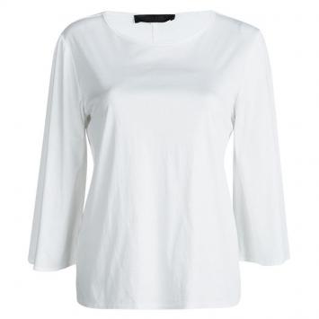 Pre Owned The Row White Cotton Bell Sleeve T-Shirt S