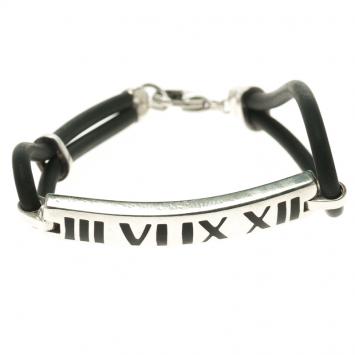 Pre Owned Tiffany & Co. Atlas Silver and Rubber Surfer Bracelet