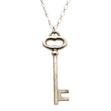 Pre Owned Tiffany & Co. Key Silver Pendant Necklace