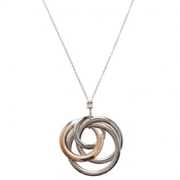 Pre Owned Tiffany & Co. 1837 Interlocking Circles Sterling Silver and Rubedo Pendant Necklace