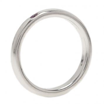 Pre Owned Tiffany & Co. Elsa Peretti Pink Sapphire Silver Band Ring Size 50.5