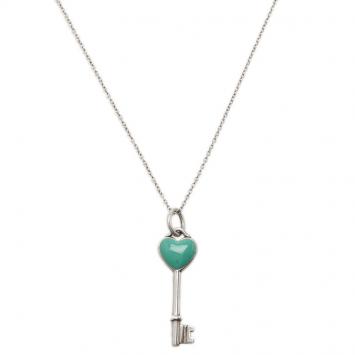 Pre Owned Tiffany & Co. Tiffany Keys Heart Key Silver Charm Necklace