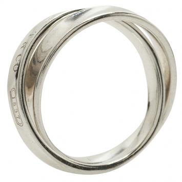 Pre Owned Tiffany & Co. 1837 Interlocking Circles Silver Ring Size 57