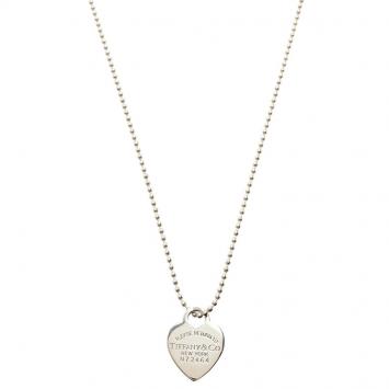 Pre Owned Tiffany & Co. Return To Tiffany Heart Tag Silver Long Necklace 