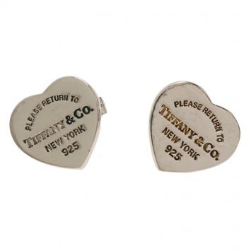 Pre Owned Tiffany & Co. Return To Tiffany Mini Heart Tag Silver Stud Earrings