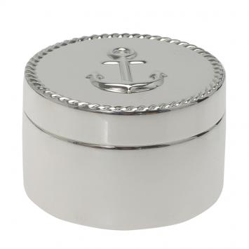 Pre Owned Tiffany & Co. Silver Anchor Small Round Box