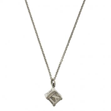 Pre Owned Tiffany & Co. Atlas Silver Cube Pendant Necklace