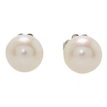 Pre Owned Tiffany & Co. Ziegfeld Collection Freshwater Cultured Pearl Silver Stud Earrings