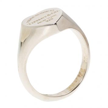 Pre Owned Tiffany & Co. Return to Tiffany Heart Signet Silver Ring 55