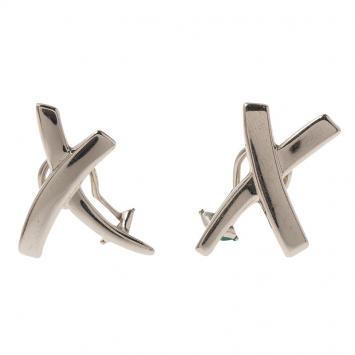 Pre Owned Tiffany & Co. Paloma Picasso X Silver Stud Pierced Clip-on Earrings