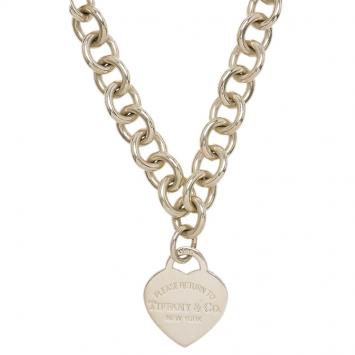 Pre Owned Tiffany & Co. Return To Tiffany Heart Tag Silver Chain Necklace