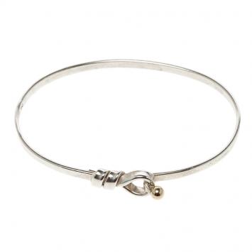 Pre Owned Tiffany & Co. Love Knot Hook Eye Silver & 18K Gold Bracelet 17cm