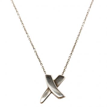 Pre Owned Tiffany & Co. Paloma Picasso's  X Silver Pendant Necklace