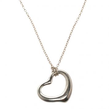 Pre Owned Tiffany & Co. Elsa Peretti Open Heart Silver Pendant Necklace