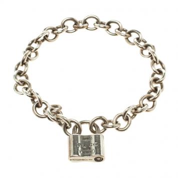 Pre Owned Tiffany & Co. Tiffany 1837 Silver Lock Bracelet 18cm